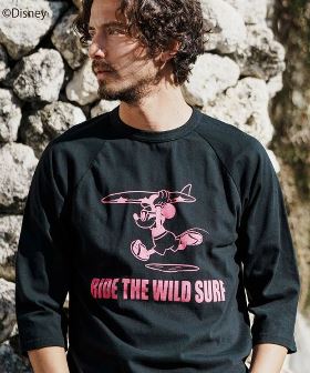  RIDE THE WILD SURF Mickey Print Raglan Sleeve Baseball Tee Tシャツ(F24N290) | CAMBIO カンビオ(半袖・タンク)