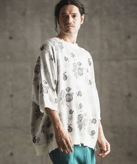  Botanical pattern double Jacquard short sleeve sweater 半袖ニット(16-006-gls-ce) | CAMBIO カンビオ