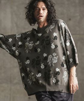  Botanical pattern double Jacquard short sleeve sweater 半袖ニット(16-006-gls-ce) | CAMBIO カンビオ