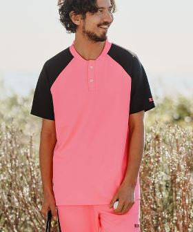  Neon Color Raglan Mock Collarless Polo Shirts ポロシャツ(F24N060) | CAMBIO カンビオ(半袖・5分)