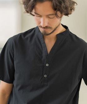 SEERSUCKER BAND COLLAR SKIPPER POLO SHIRTS ポロシャツ(MGN241-020) | CAMBIO カンビオ(半袖・5分)