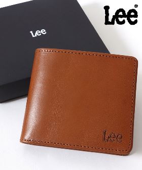 【Lazar】Lee/リー イタリアレザー ウォレット/ロゴ ワンポイント刺繍 二つ折り 財布