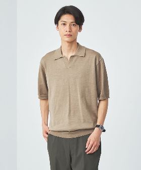 【テニス】波間プリント バックホールメッシュ クルーネックシャツ メンズ