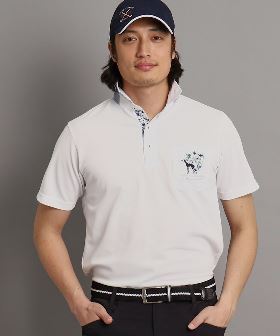 メンズ ゴルフ PF ストレッチ CB テックカット 1/4ジップ 半袖ポロシャツ