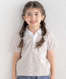 スキッパーカラーカノコ半袖ポロシャツ(100~140cm)