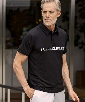 RUMSODA(ラムソーダ)イタリアンカラー3面ベアプリントポロシャツ/ポロシャツ メンズ 半袖 イタリアンカラー ベア