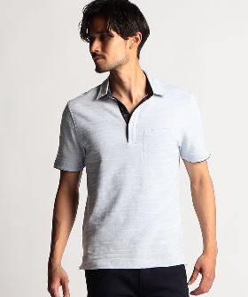 『吸水速乾』『UVカット』　OOPS　カットジャガード半袖ポロシャツ