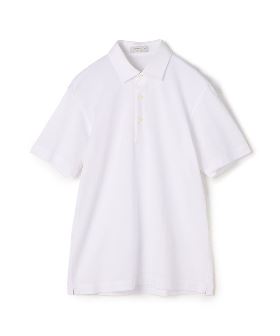 CavariA パイルジャガードイタリアンカラー半袖ポロシャツ セットアップ可