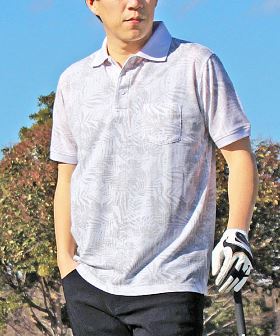 【UVカット／吸水速乾】メッシュ レイヤード風 半袖ポロシャツ