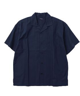 レギュラーフィット バンドカラー ショートスリーブ 平織チェック柄シャツ 半袖シャツ