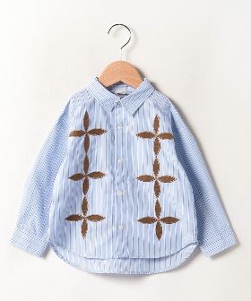 【GLOSTER/グロスター】フレンチブルドッグ刺繍 ボタンダウンシャツ ワンポイント刺繍