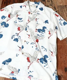 別注 2024SS レーヨンアロハシャツ 総柄 和柄 開襟シャツ 父の日 ハワイアンシャツ 半袖 メンズ シャツ 夏
