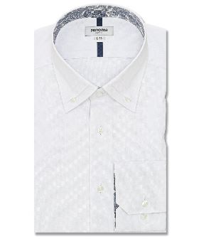 形態安定 スタンダードフィット 3枚衿風ボタンダウン長袖シャツ シャツ メンズ ワイシャツ ビジネス ノーアイロン yシャツ ビジネスシャツ 形態安定